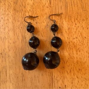 Vintage Elegant Black Ball Earrings